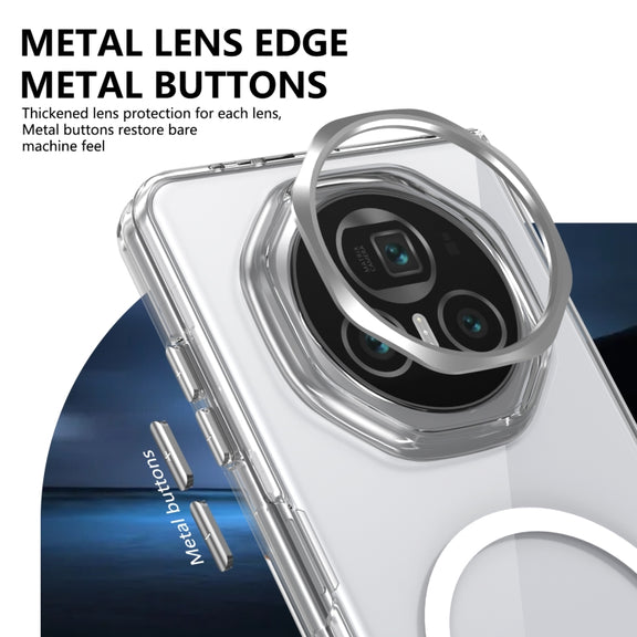 For Honor Magic V3 lce Folding Series MagSafe Integrated Clear PC Phone Case(Silver)