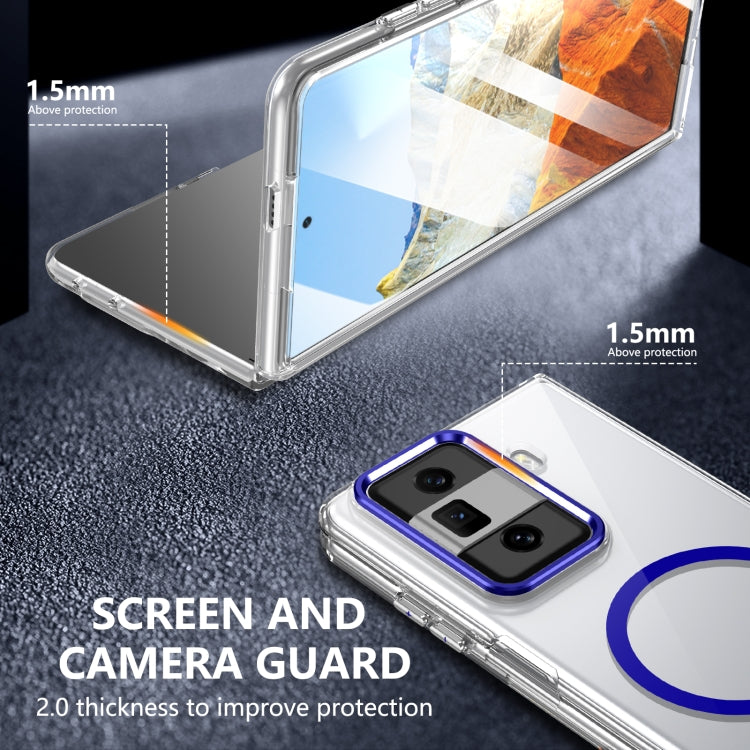 For Honor Magic Vs3 lce Folding Series MagSafe Integrated Clear PC Phone Case(Royal Blue)