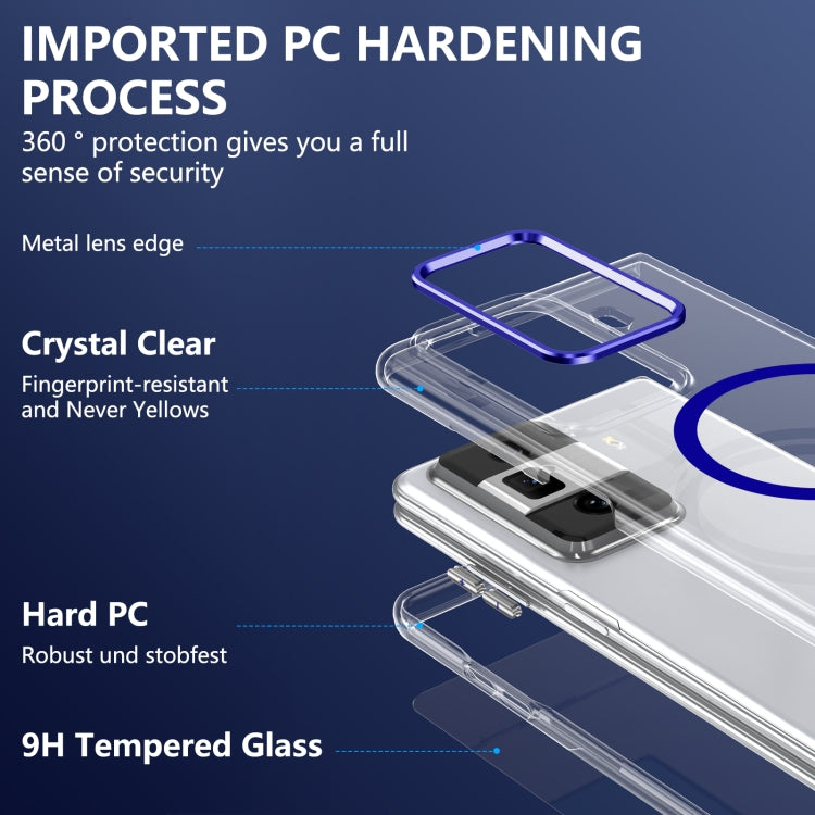 For Honor Magic Vs3 lce Folding Series MagSafe Integrated Clear PC Phone Case(Royal Blue)