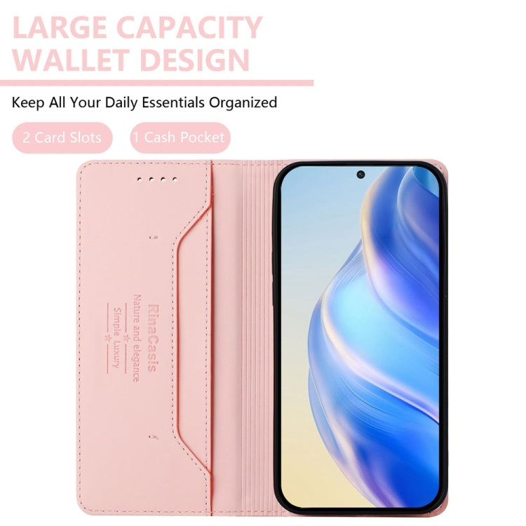 For Honor Magic6 Pro Global RC01 Dual-Folded Magnetic Suction RFID Leather Phone Case(Pink) - Honor Cases by PMC Jewellery | Online Shopping South Africa | PMC Jewellery | Buy Now Pay Later Mobicred