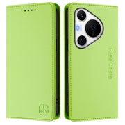 For Huawei Pura 70 Pro / Pura 70 Pro+ RC01 Dual-Folded Magnetic Suction RFID Leather Phone Case(Grass Green)