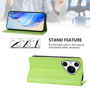 For Huawei Pura 70 Pro / Pura 70 Pro+ RC01 Dual-Folded Magnetic Suction RFID Leather Phone Case(Grass Green)