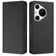 For Huawei Pura 70 Pro / Pura 70 Pro+ RC01 Dual-Folded Magnetic Suction RFID Leather Phone Case(Black)