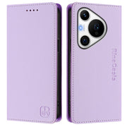 For Huawei Pura 70 Pro / Pura 70 Pro+ RC01 Dual-Folded Magnetic Suction RFID Leather Phone Case(Light Purple)