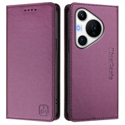 For Huawei Pura 70 Pro / Pura 70 Pro+ RC01 Dual-Folded Magnetic Suction RFID Leather Phone Case(Violet)