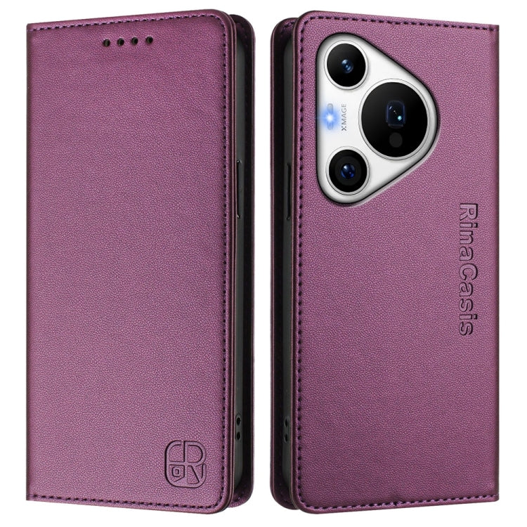 For Huawei Pura 70 Pro / Pura 70 Pro+ RC01 Dual-Folded Magnetic Suction RFID Leather Phone Case(Violet)