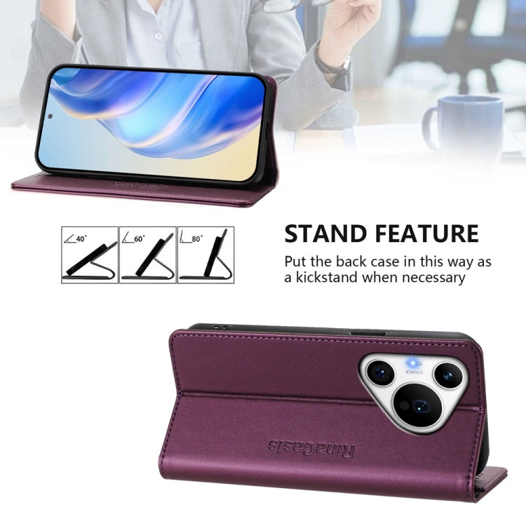 For Huawei Pura 70 Pro / Pura 70 Pro+ RC01 Dual-Folded Magnetic Suction RFID Leather Phone Case(Violet)