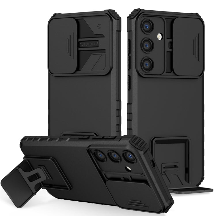 For Samsung Galaxy S25 5G Stereoscopic Holder Sliding Camshield Phone Case(Black) - Galaxy S25 5G Cases by PMC Jewellery | Online Shopping South Africa | PMC Jewellery | Buy Now Pay Later Mobicred