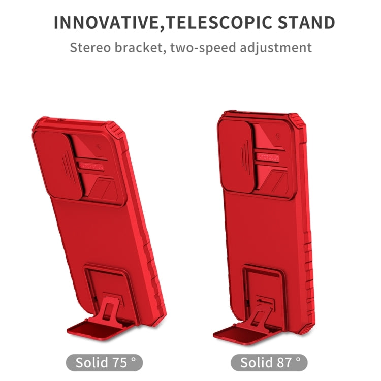 For Samsung Galaxy S25 5G Stereoscopic Holder Sliding Camshield Phone Case(Red) - Galaxy S25 5G Cases by PMC Jewellery | Online Shopping South Africa | PMC Jewellery | Buy Now Pay Later Mobicred