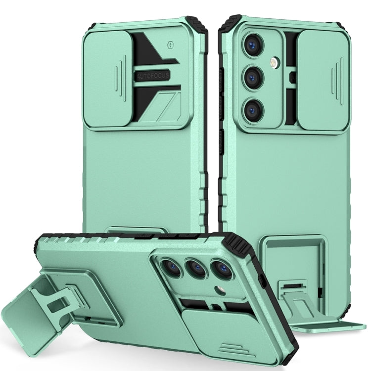 For Samsung Galaxy S25 5G Stereoscopic Holder Sliding Camshield Phone Case(Light Green) - Galaxy S25 5G Cases by PMC Jewellery | Online Shopping South Africa | PMC Jewellery | Buy Now Pay Later Mobicred