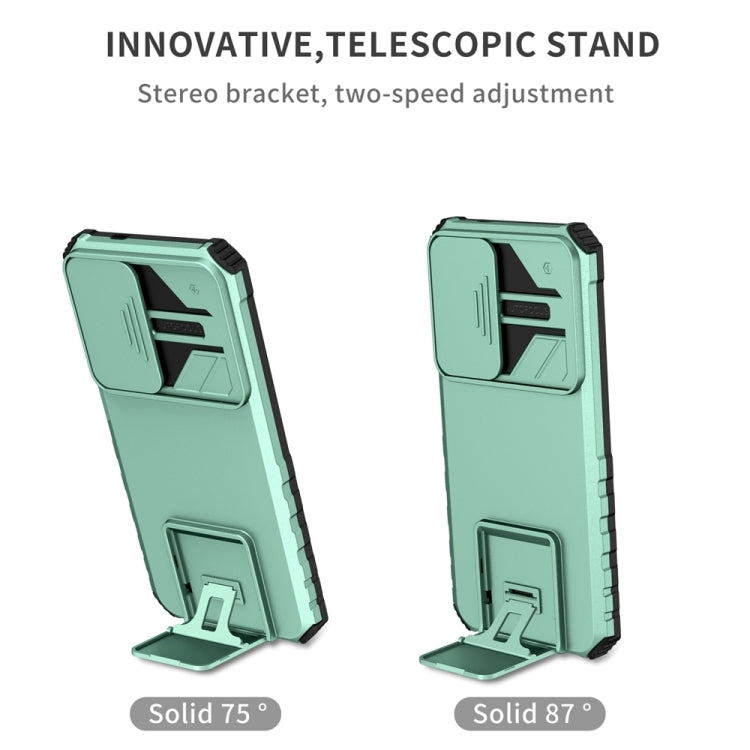 For Samsung Galaxy S25 5G Stereoscopic Holder Sliding Camshield Phone Case(Light Green) - Galaxy S25 5G Cases by PMC Jewellery | Online Shopping South Africa | PMC Jewellery | Buy Now Pay Later Mobicred