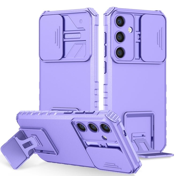 For Samsung Galaxy S25 5G Stereoscopic Holder Sliding Camshield Phone Case(Purple) - Galaxy S25 5G Cases by PMC Jewellery | Online Shopping South Africa | PMC Jewellery | Buy Now Pay Later Mobicred