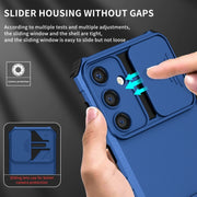 For Samsung Galaxy S25+ 5G Stereoscopic Holder Sliding Camshield Phone Case(Blue)