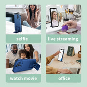 For Samsung Galaxy S25+ 5G Stereoscopic Holder Sliding Camshield Phone Case(Blue)