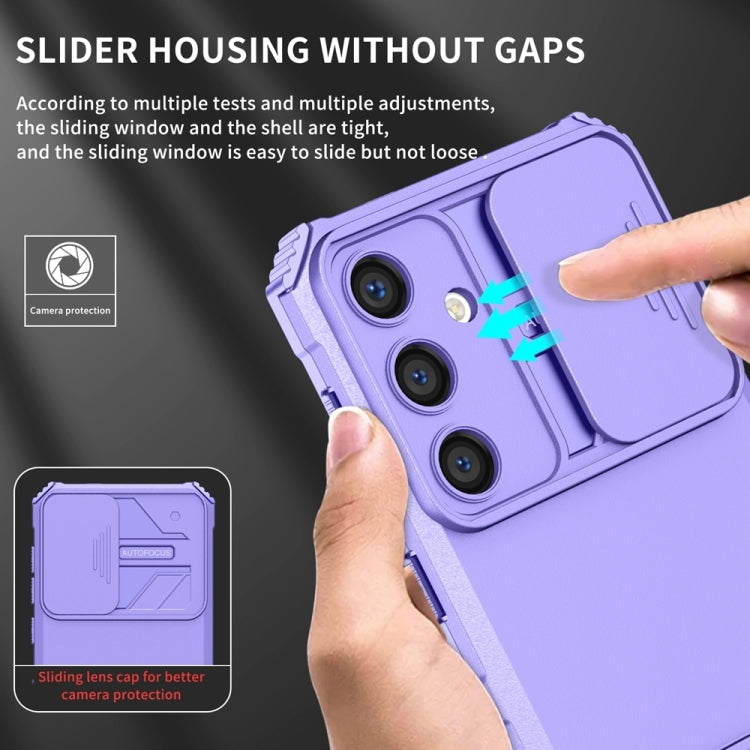For Samsung Galaxy S25+ 5G Stereoscopic Holder Sliding Camshield Phone Case(Purple) - Galaxy S25+ 5G Cases by PMC Jewellery | Online Shopping South Africa | PMC Jewellery | Buy Now Pay Later Mobicred