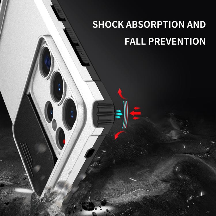 For Samsung Galaxy S25 Ultra 5G Stereoscopic Holder Sliding Camshield Phone Case(White) - Galaxy S25 Ultra 5G Cases by PMC Jewellery | Online Shopping South Africa | PMC Jewellery | Buy Now Pay Later Mobicred