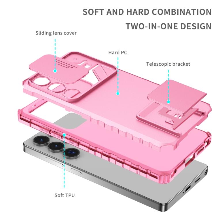 For Samsung Galaxy S25 Ultra 5G Stereoscopic Holder Sliding Camshield Phone Case(Pink) - Galaxy S25 Ultra 5G Cases by PMC Jewellery | Online Shopping South Africa | PMC Jewellery | Buy Now Pay Later Mobicred