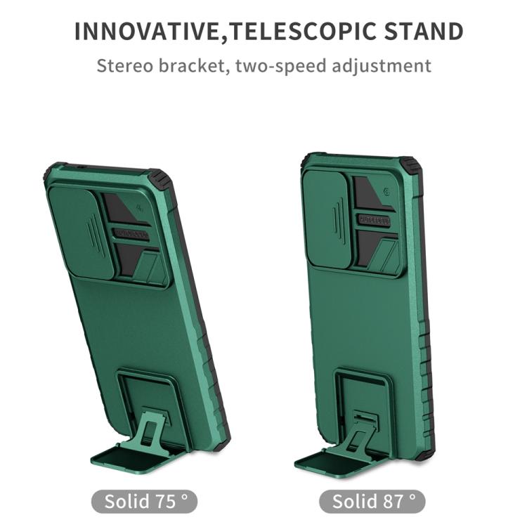 For Samsung Galaxy S25 Ultra 5G Stereoscopic Holder Sliding Camshield Phone Case(Green) - Galaxy S25 Ultra 5G Cases by PMC Jewellery | Online Shopping South Africa | PMC Jewellery | Buy Now Pay Later Mobicred