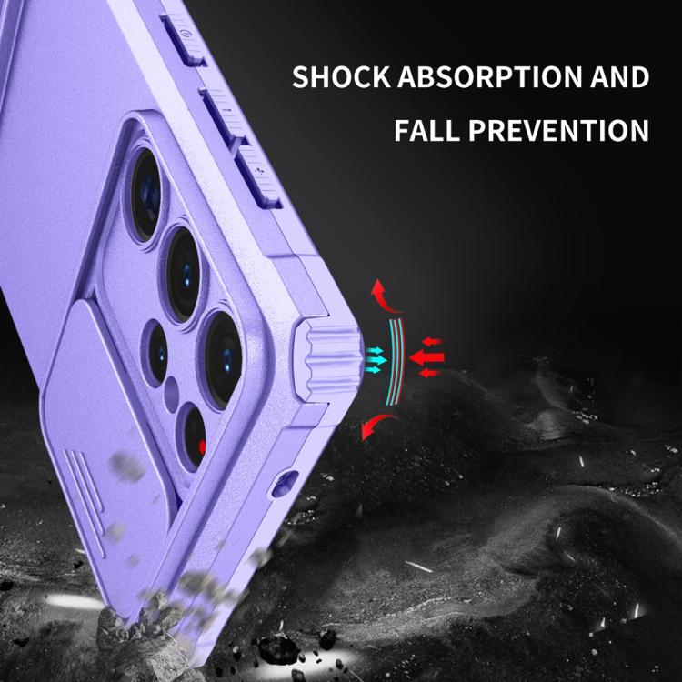For Samsung Galaxy S25 Ultra 5G Stereoscopic Holder Sliding Camshield Phone Case(Purple) - Galaxy S25 Ultra 5G Cases by PMC Jewellery | Online Shopping South Africa | PMC Jewellery | Buy Now Pay Later Mobicred