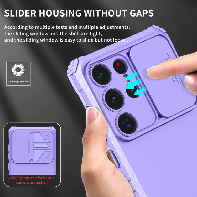 For Samsung Galaxy S25 Ultra 5G Stereoscopic Holder Sliding Camshield Phone Case(Purple) - Galaxy S25 Ultra 5G Cases by PMC Jewellery | Online Shopping South Africa | PMC Jewellery | Buy Now Pay Later Mobicred