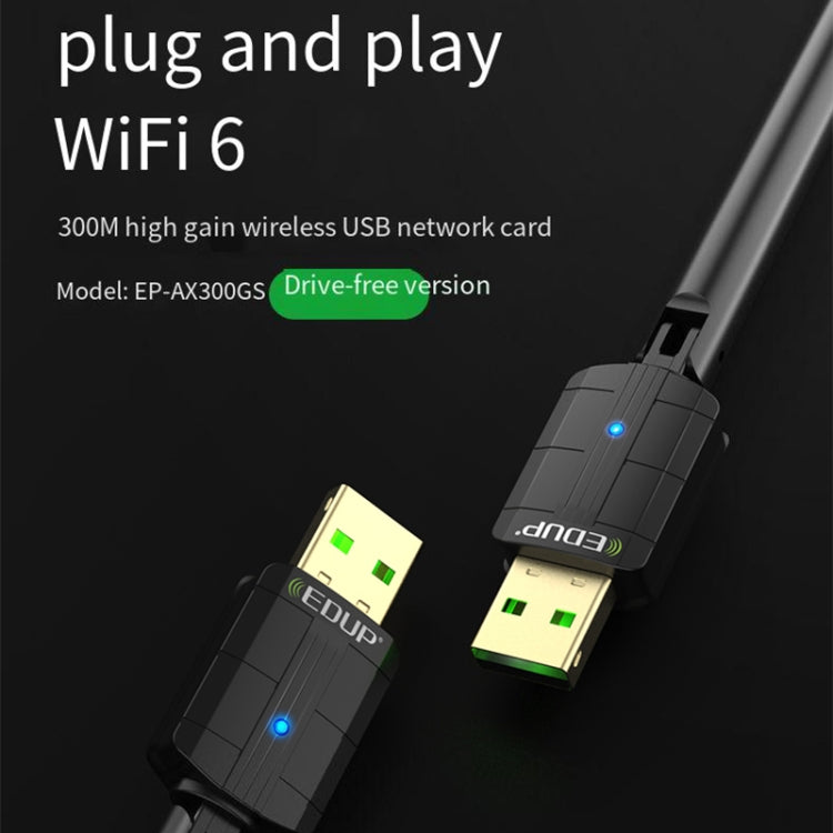EDUP EP-AX300GS 300Mbps WiFi 6 Nano Wireless Dongle Single Band USB WiFi Adapter(Black) - USB Network Adapter by EDUP | Online Shopping South Africa | PMC Jewellery | Buy Now Pay Later Mobicred