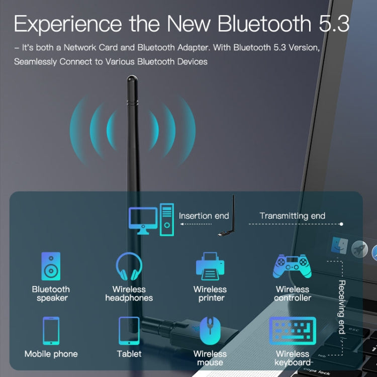 EDUP EP-AX900 900Mbps WiFi 6 Bluetooth 5.3 Dual-Band USB Wireless WiFi Adapter(Black) - free shipping - PMC Jewellery - Order now!