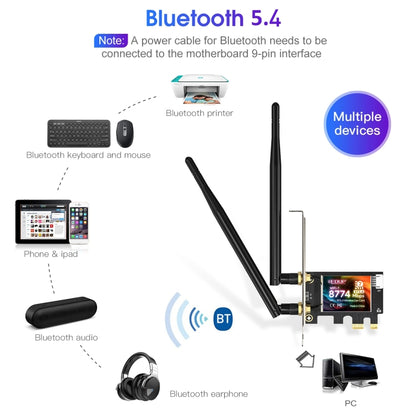 EDUP EP-BE9715 8774Mbps WiFi 7 Bluetooth 5.4 Tri-Band PCI-E WiFi Adapter Wireless Network Card(Black) - free shipping - PMC Jewellery - Order now!