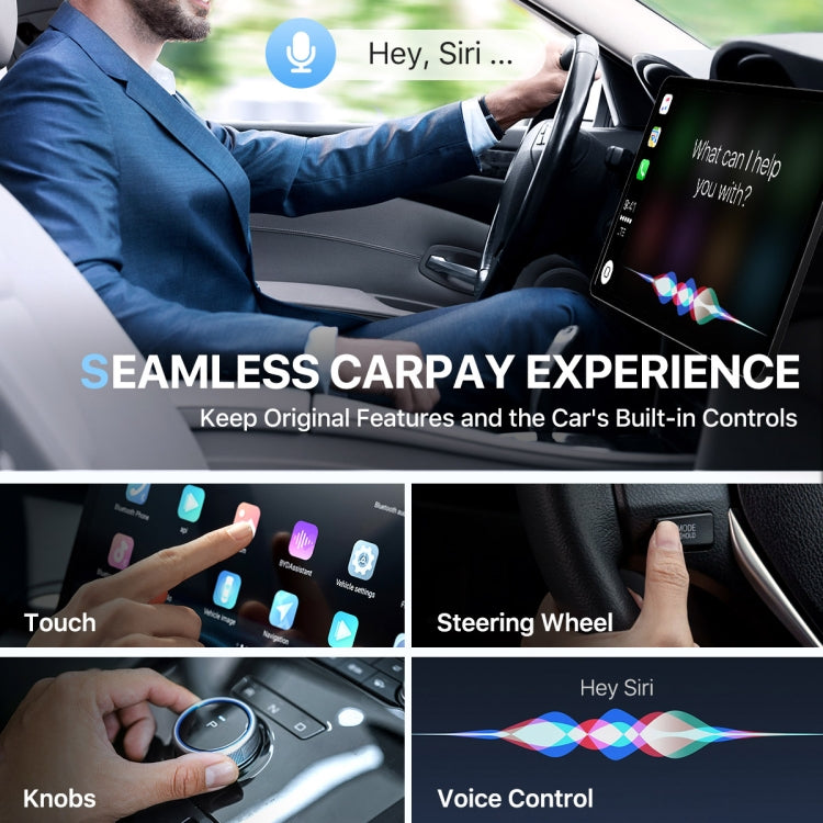 USB Interface Wired to Wireless Car CarPlay Adapter(Black)