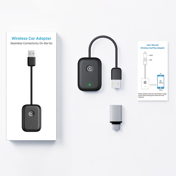 USB Interface Wired to Wireless Car CarPlay Adapter(Black)