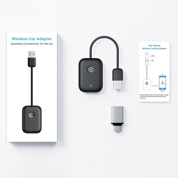 USB Interface Wired to Wireless Car CarPlay Adapter(Black)
