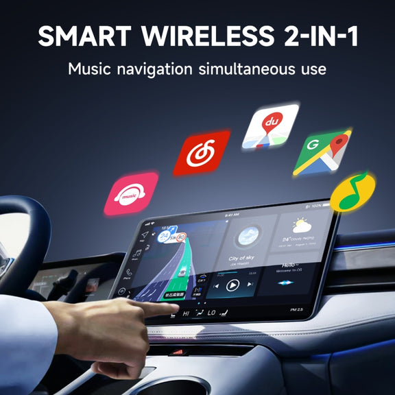 2 in 1 Apple CarPlay / Android Auto USB, Type-C Dual Ports Wired to Wireless CarPlay Adapter(White)