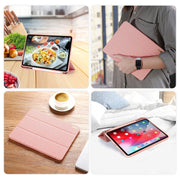 For iPad Air 11 2025 / 2024 / 2022 / 2020 10.9 DUX DUCIS Domo Series Horizontal Flip Magnetic TPU + PU Leather Case with Three-folding Holder & Pen Slot(Pink)