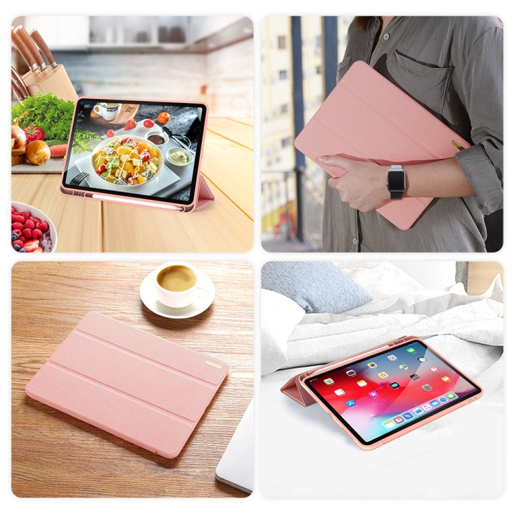 For iPad Air 11 2025 / 2024 / 2022 / 2020 10.9 DUX DUCIS Domo Series Horizontal Flip Magnetic TPU + PU Leather Case with Three-folding Holder & Pen Slot(Pink)