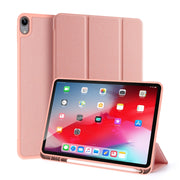 For iPad Air 11 2025 / 2024 / 2022 / 2020 10.9 DUX DUCIS Domo Series Horizontal Flip Magnetic TPU + PU Leather Case with Three-folding Holder & Pen Slot(Pink)