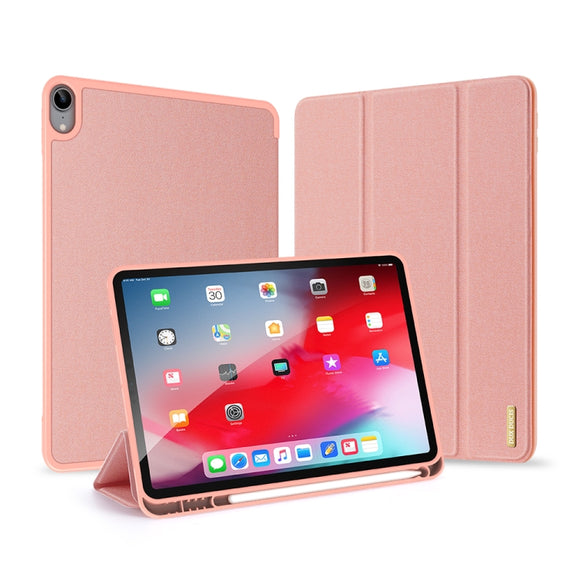 For iPad Air 11 2025 / 2024 / 2022 / 2020 10.9 DUX DUCIS Domo Series Horizontal Flip Magnetic TPU + PU Leather Case with Three-folding Holder & Pen Slot(Pink)