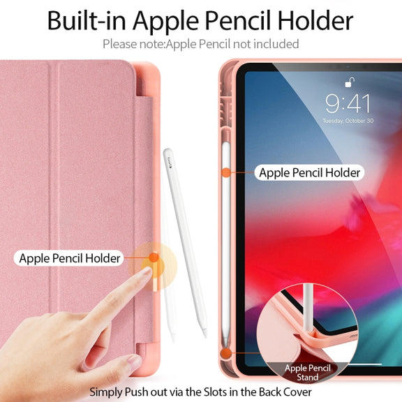 For iPad Air 11 2025 / 2024 / 2022 / 2020 10.9 DUX DUCIS Domo Series Horizontal Flip Magnetic TPU + PU Leather Case with Three-folding Holder & Pen Slot(Pink)