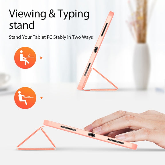 For iPad Air 11 2025 / 2024 / 2022 / 2020 10.9 DUX DUCIS Domo Series Horizontal Flip Magnetic TPU + PU Leather Case with Three-folding Holder & Pen Slot(Pink)