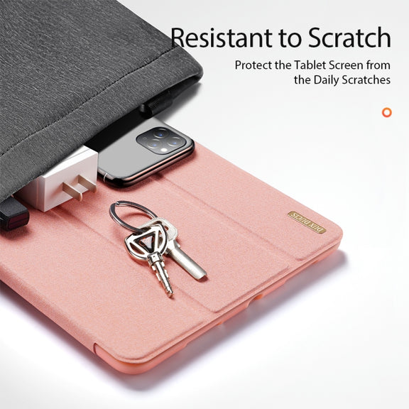 For iPad Air 11 2025 / 2024 / 2022 / 2020 10.9 DUX DUCIS Domo Series Horizontal Flip Magnetic TPU + PU Leather Case with Three-folding Holder & Pen Slot(Pink)