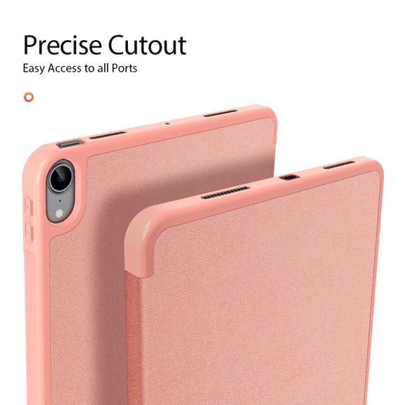 For iPad Air 11 2025 / 2024 / 2022 / 2020 10.9 DUX DUCIS Domo Series Horizontal Flip Magnetic TPU + PU Leather Case with Three-folding Holder & Pen Slot(Pink)