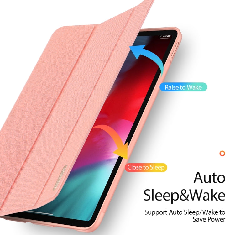 For iPad Air 11 2025 / 2024 / 2022 / 2020 10.9 DUX DUCIS Domo Series Horizontal Flip Magnetic TPU + PU Leather Case with Three-folding Holder & Pen Slot(Pink)
