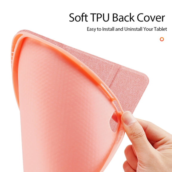 For iPad Air 11 2025 / 2024 / 2022 / 2020 10.9 DUX DUCIS Domo Series Horizontal Flip Magnetic TPU + PU Leather Case with Three-folding Holder & Pen Slot(Pink)