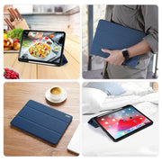 For iPad Air 11 2024 / 2022 / 2020 10.9 DUX DUCIS Domo Series Horizontal Flip Magnetic TPU + PU Leather Case with Three-folding Holder & Pen Slot(Blue)