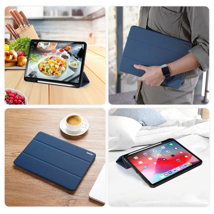 For iPad Air 11 2024 / 2022 / 2020 10.9 DUX DUCIS Domo Series Horizontal Flip Magnetic TPU + PU Leather Case with Three-folding Holder & Pen Slot(Blue)