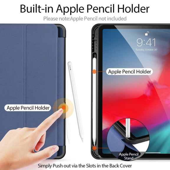 For iPad Air 11 2024 / 2022 / 2020 10.9 DUX DUCIS Domo Series Horizontal Flip Magnetic TPU + PU Leather Case with Three-folding Holder & Pen Slot(Blue)