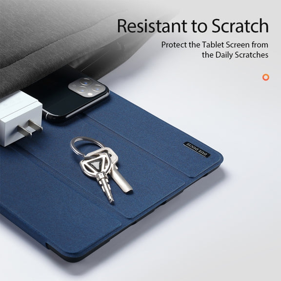 For iPad Air 11 2024 / 2022 / 2020 10.9 DUX DUCIS Domo Series Horizontal Flip Magnetic TPU + PU Leather Case with Three-folding Holder & Pen Slot(Blue)