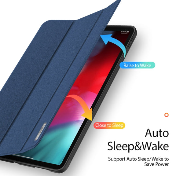 For iPad Air 11 2024 / 2022 / 2020 10.9 DUX DUCIS Domo Series Horizontal Flip Magnetic TPU + PU Leather Case with Three-folding Holder & Pen Slot(Blue)
