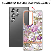 For Samsung Galaxy S25 Ultra 5G Flowers and Plants Series IMD TPU Phone Case(Purple Peony)
