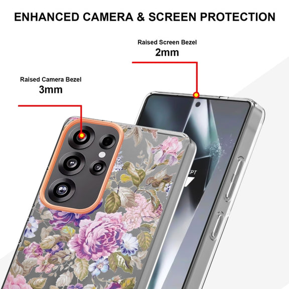 For Samsung Galaxy S25 Ultra 5G Flowers and Plants Series IMD TPU Phone Case(Purple Peony)