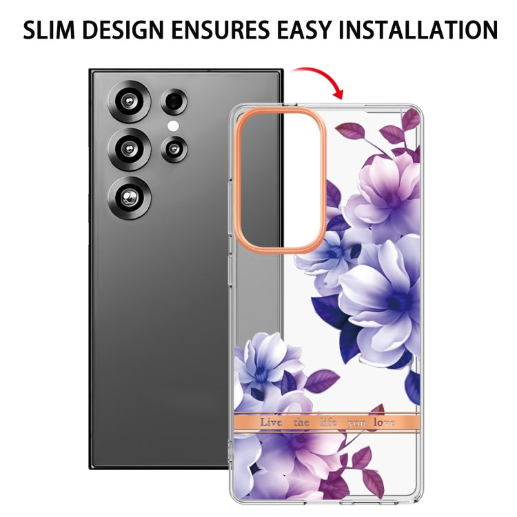 For Samsung Galaxy S25 Ultra 5G Flowers and Plants Series IMD TPU Phone Case(Purple Begonia) - Galaxy S25 Ultra 5G Cases by PMC Jewellery | Online Shopping South Africa | PMC Jewellery | Buy Now Pay Later Mobicred