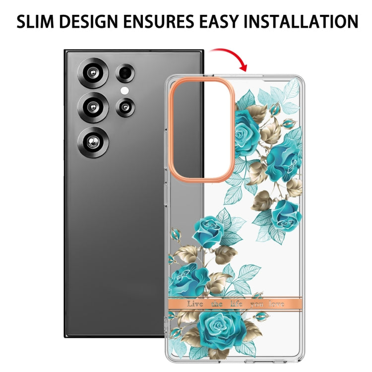 For Samsung Galaxy S25 Ultra 5G Flowers and Plants Series IMD TPU Phone Case(Blue Rose) - Galaxy S25 Ultra 5G Cases by PMC Jewellery | Online Shopping South Africa | PMC Jewellery | Buy Now Pay Later Mobicred
